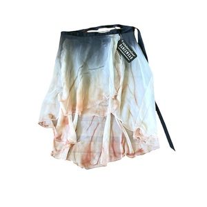 Watercolour Dancewear black and ballet pink wrap skirt